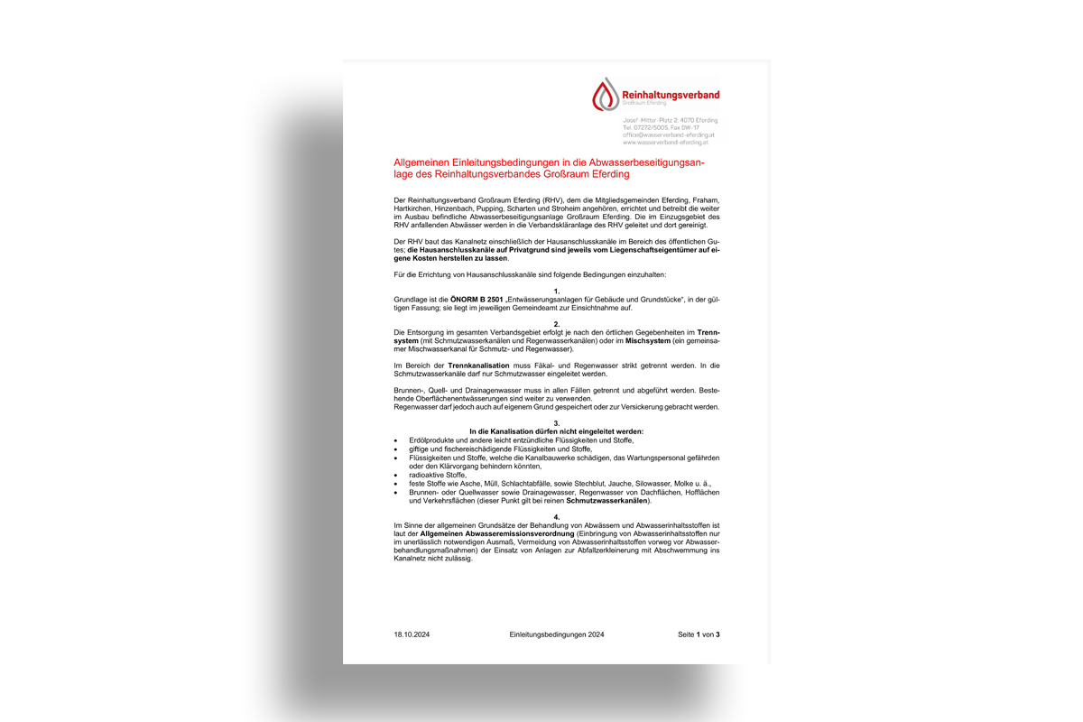 Allgemeine Einleitungsbedingungen Kanal